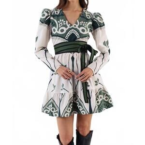NEW BEYOND BY VERA heidi dress in green & white